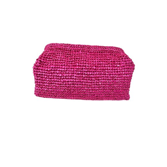 J. Crew Portofino hand-knotted faux-raffia clutch in Festival Pink New With Tag - Picture 2 of 11